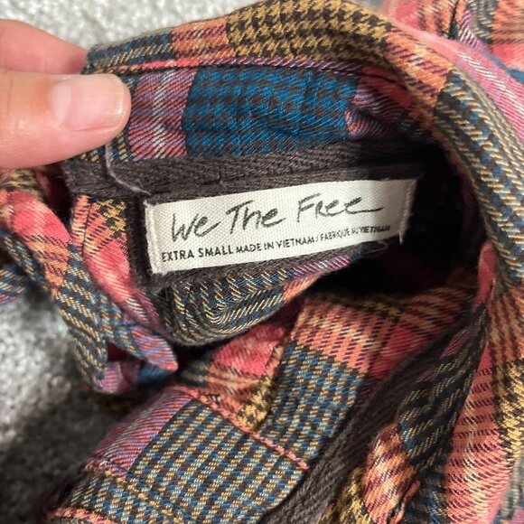Free People We The Free Plaid Tunic Womens XS Shirt Dress Oversized Button Up - Picture 5 of 9